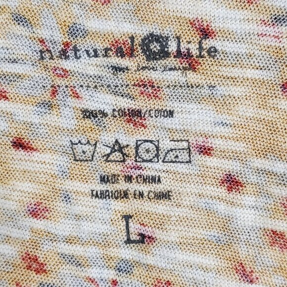Natural Life Womens Raglan Sleeve Floral T Shirt Size L Yellow Boho Sustainable - Picture 4 of 8